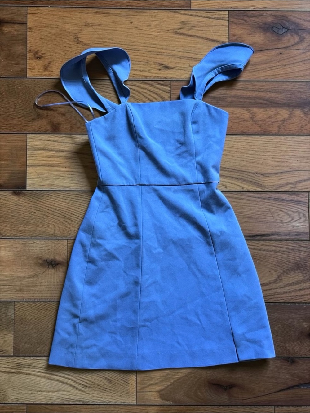 French Connection Light Blue Ruffle Strap Mini Dress Size 0